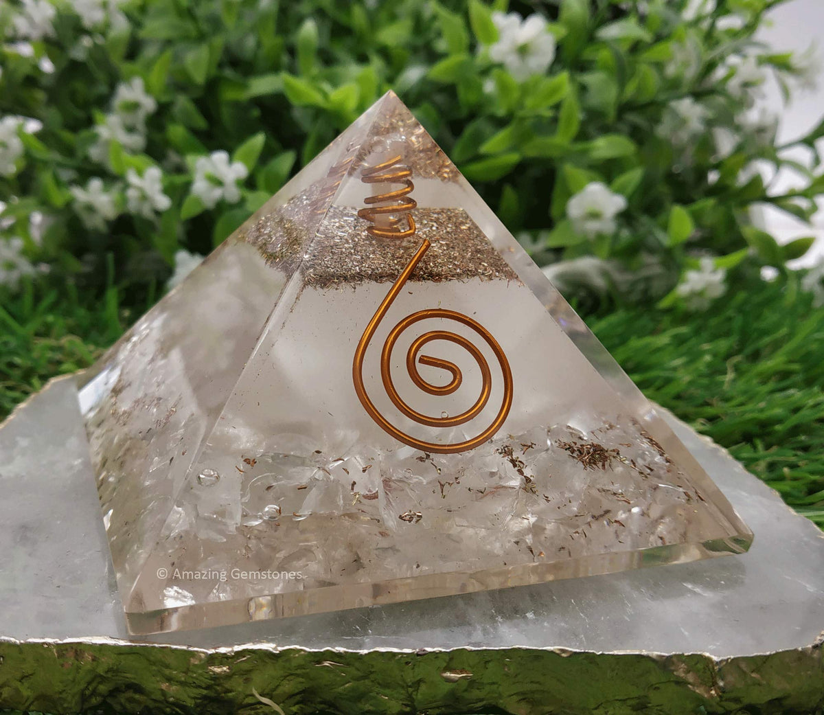 Large Orgone Pyramid | Glow in Dark Clear Quartz Pyramid Crystal | Orgonite Pyramid | Organ Pyramids Positive Energy Healing
