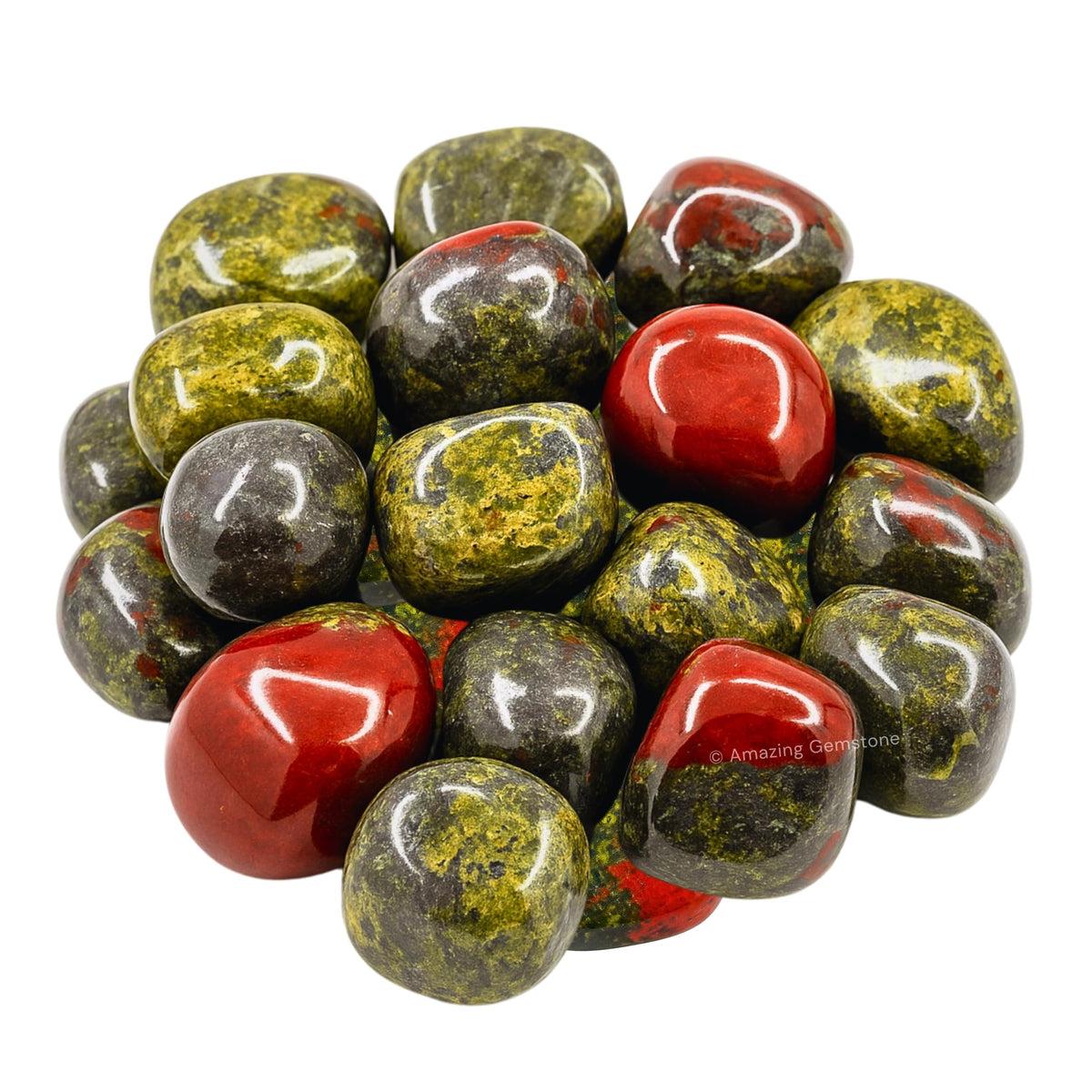 Amazing Gemstone Dragon Bloodstone Crystals and Healing Stones Tumbled - 1 oz Dragon Bloodstone Stone, Healing Stones for Energy Balance, Stress Relief - Premium Polished Gems Rocks for Meditation