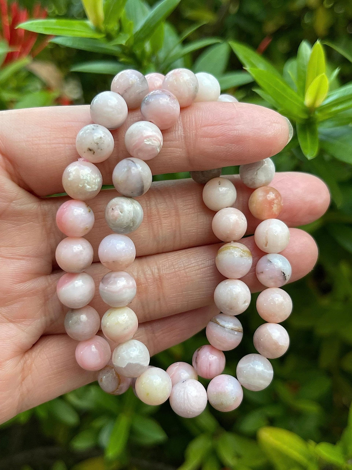 GAF TREASURES Pink Opal Crystal Bead Bracelet 8mm, Genuine Pink Opal Stretch Gemstone Bracelet, Healing Crystal Bracelet, Gift for Men & Women (1)