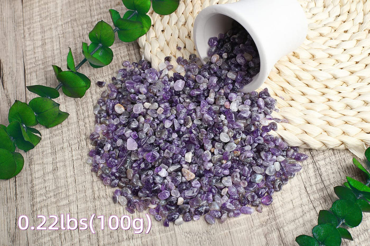 ZHIYUXI Amethyst Crystal Chips Fish Tank Gravel Vase Filler Stones Bulk Crushed Crystals Gemstone Polished Natural Quartz Stone Healing Crystals Glass Stones Fish Rocks