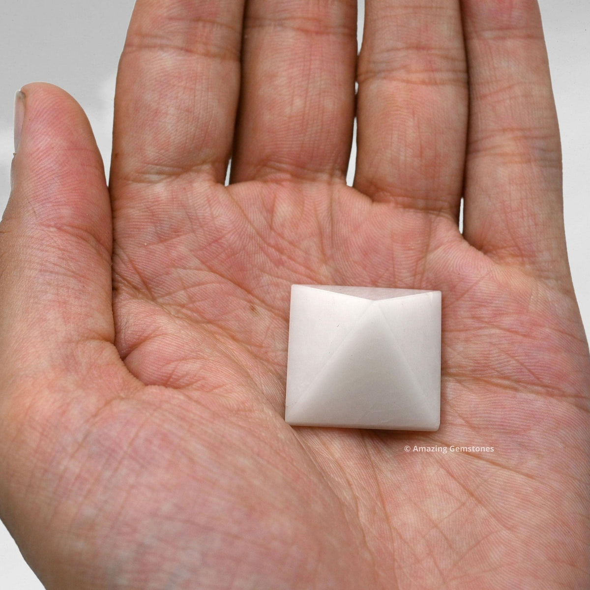 Amazing Gemstone White Agate Snow Quartz Pyramid Crystal Healing Stones - 1" Great Pyramid Figurine of Natural Stone Pyramid for Meditation, Reiki, Chakra Balancing and Crystal Pyramids Grid