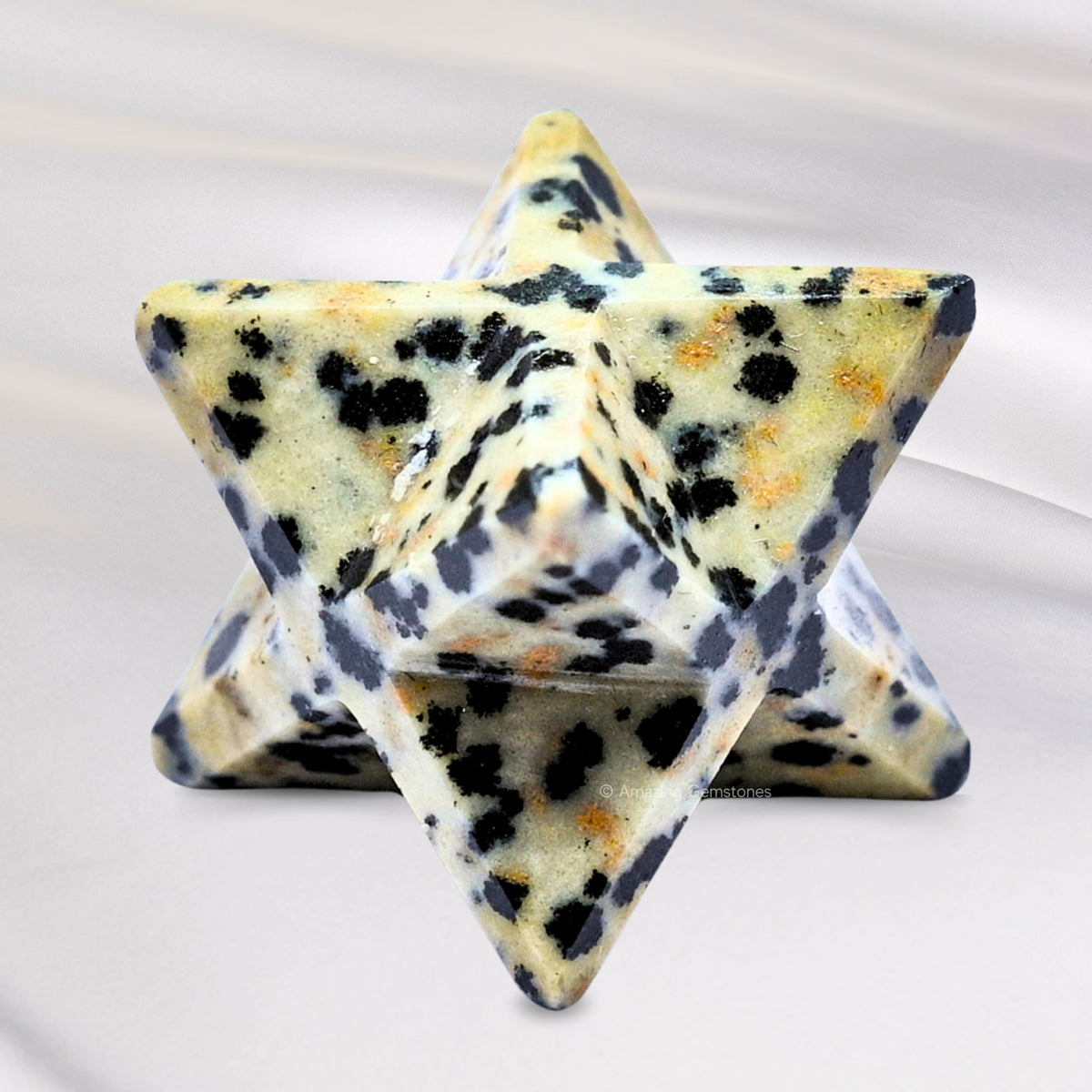 Amazing Gemstone Dalmatian Jasper Merkaba Crystal - 0.75 Inches Metaphysical Merkaba Star for Meditation - Energetic Tetrahedron Crystal and Healing Stones for Spiritual Growth and Healing (15-20mm)