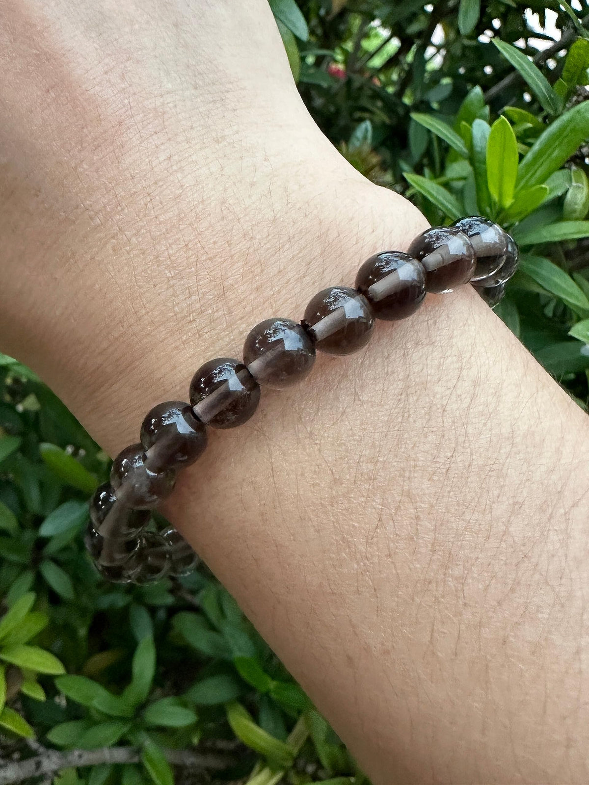GAF TREASURES Smoky Obsidian Crystal Bead Bracelet 8mm, Genuine Smoky Obsidian Stretch Gemstone Bracelet, Healing Crystal Bracelet, Gift for Men & Women (1)