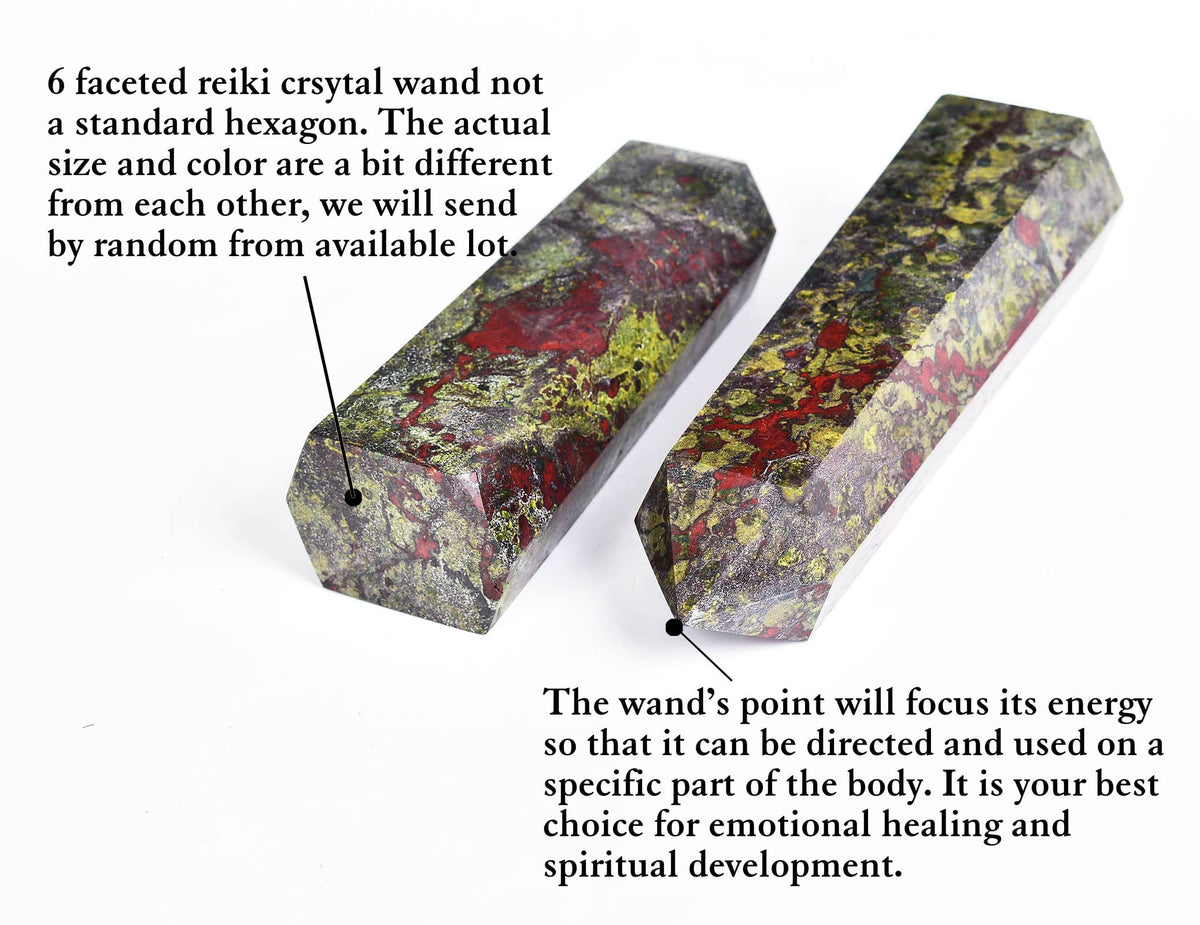 AMOYSTONE Bloodstone Obelisk Large Healing Crystal Wand Tower 6 Faceted Column Reiki Chakra Meditation Therapy Green Red 1.1-1.7 LBS