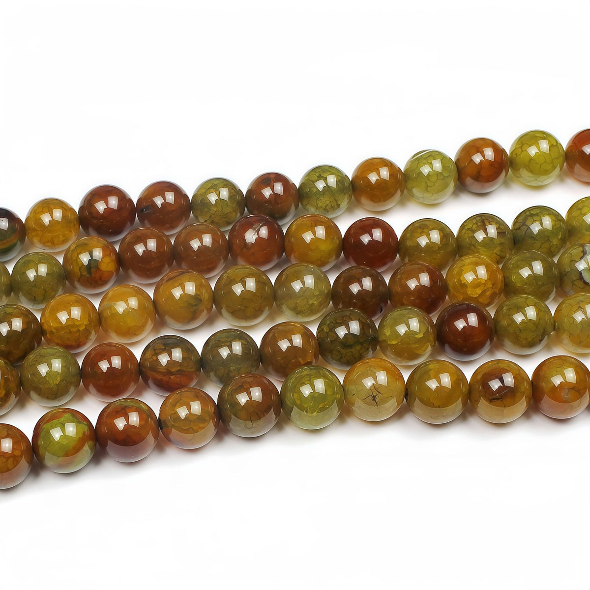 MJDCB Natural Ancient Crack Agate Beads Yellow Dragon veined Stripe Agate Round Stone Beads for DIY Necklace Bracelat Jewelry Making 15" (6mm)