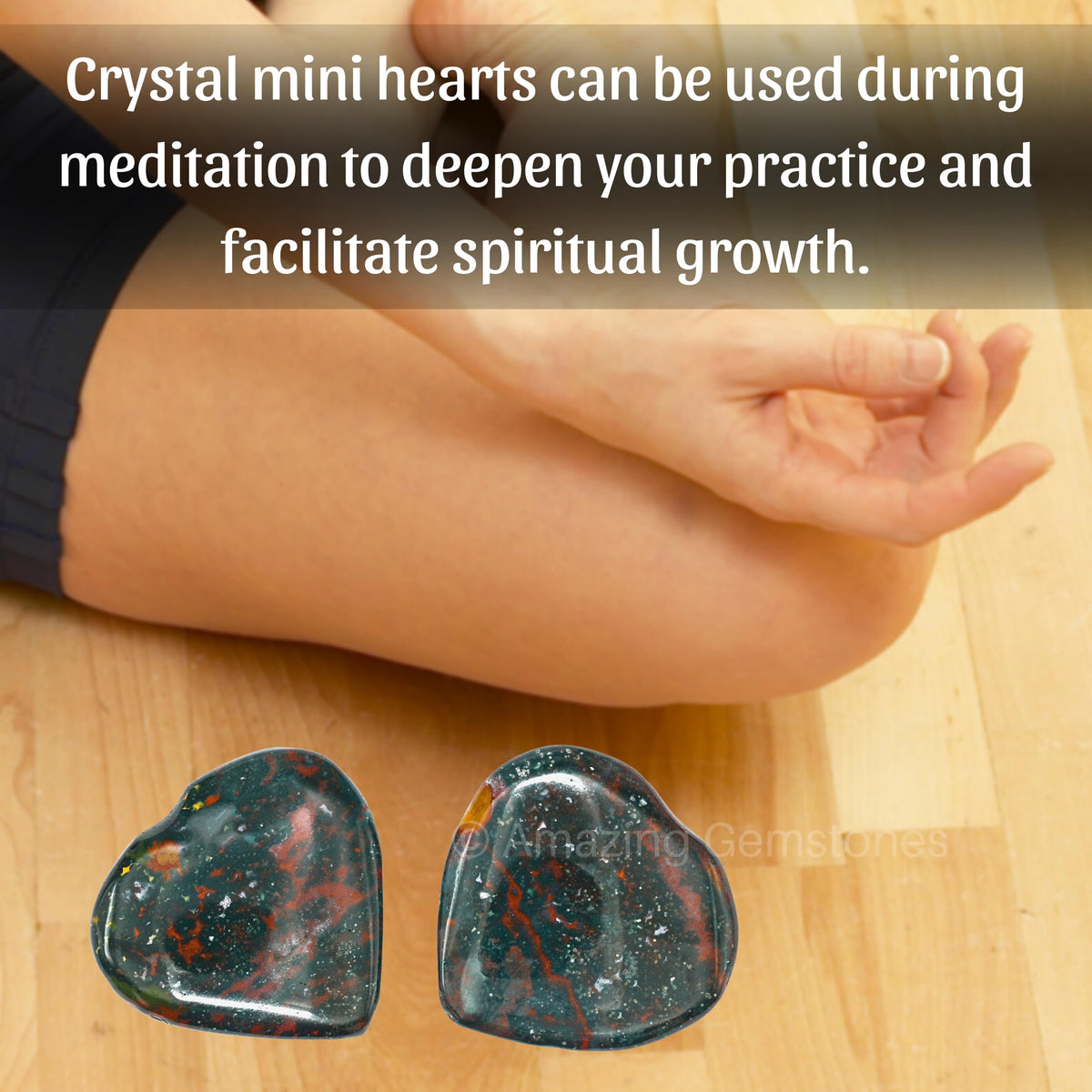 Amazing Gemstone Bloodstone Stone Heart - Pack of 2 Crystal Heart Stones Rocks - Corazones De Piedra Crystals and Healing Stones Heart Shaped Crystal - Stocking Stuffers Gifts