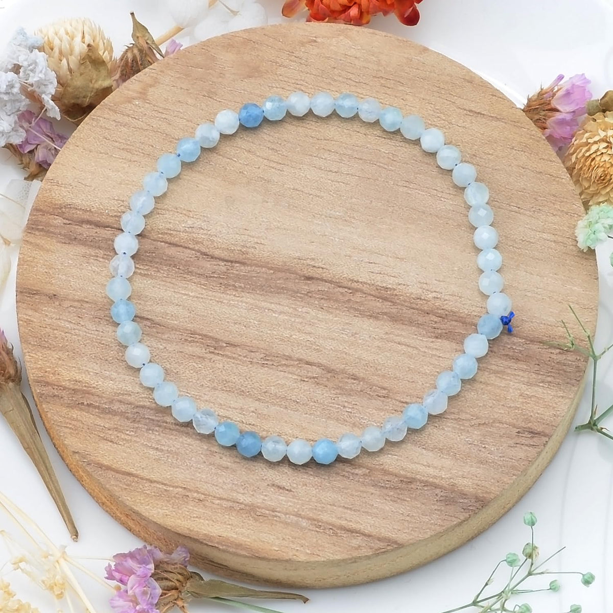MASSIVE BEADS Natural Genuine Gemstone Beads Healing Crystal Chakra Reiki Jewelry Faceted Round Beads Bracelets (Light Blue Sapphire, 3mm)
