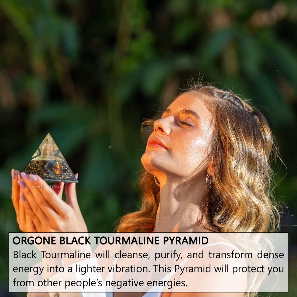 Black Tourmaline Orgone Pyramid for Protection & Security | Orgonite pyramids with Copper Coil and Crystal Quartz for Chakra Protection
