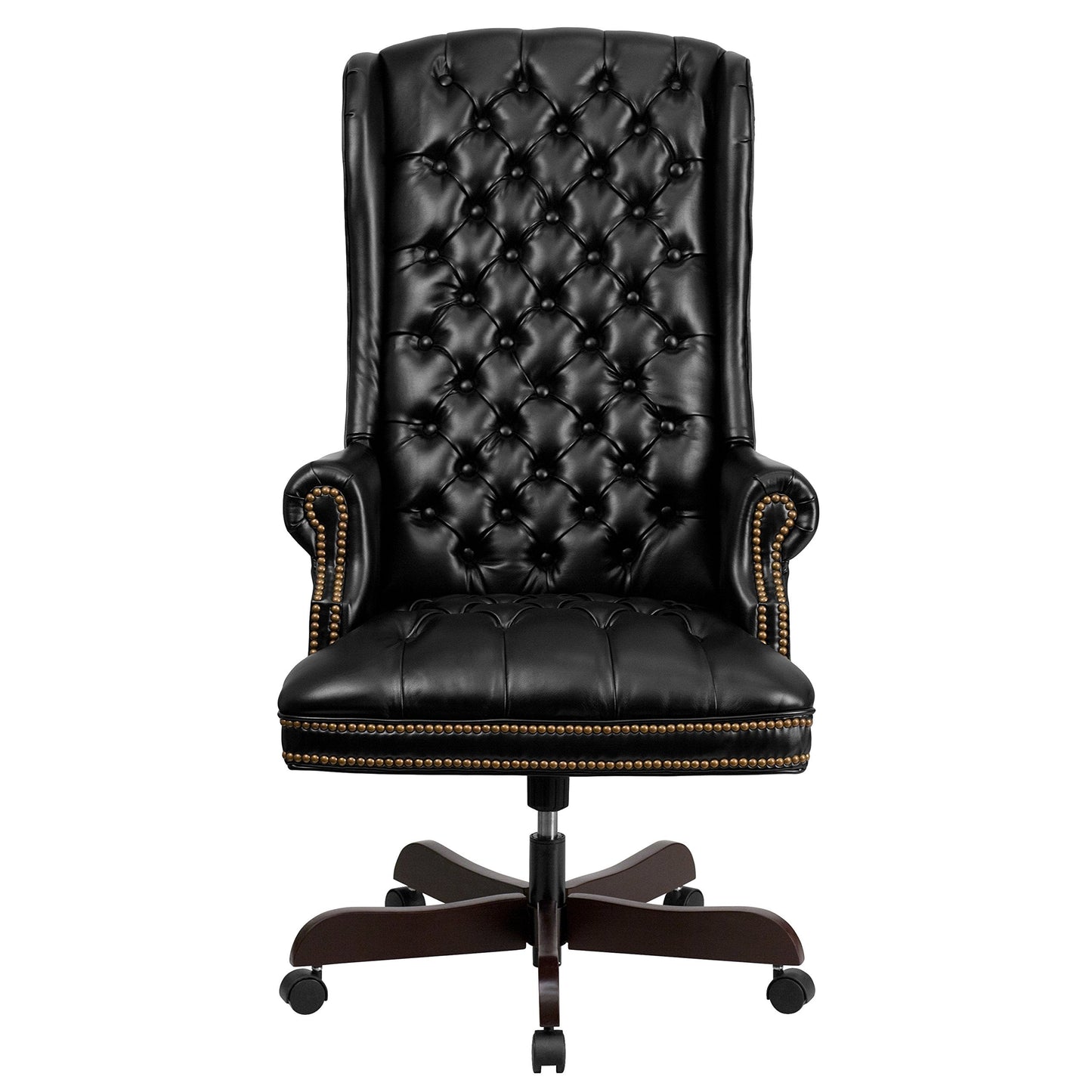 Flash Furniture High Back Traditional Fully Tufted Black LeatherSoft Executive Swivel Ergonomic Office Chair with Arms