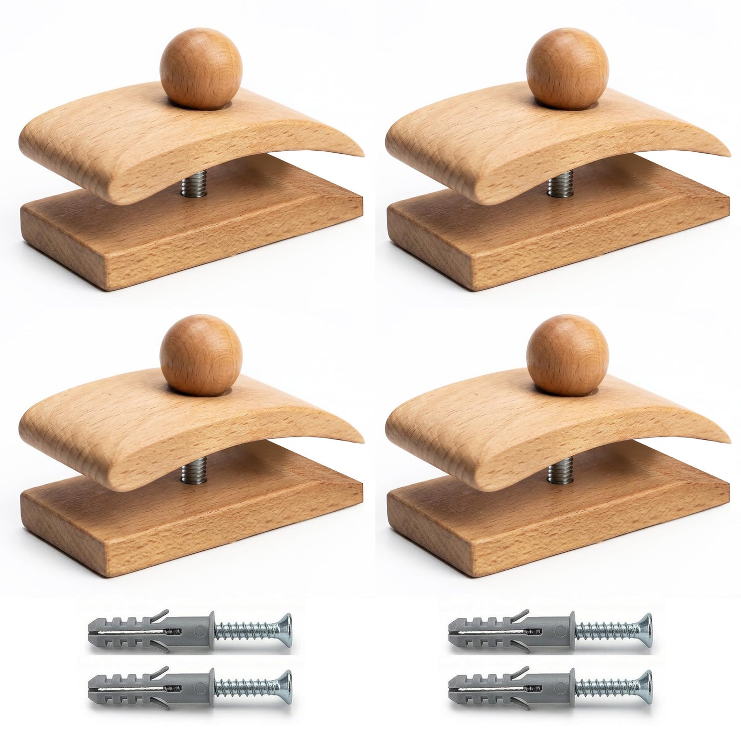 Walnut Adjustable Large Quilt Hanger for wall for Display,Wooden Heavy Duty wall Hanger Clips for Tapestry,Rug,Carpet and Duvet Covers,Poster Frame Nails and Hanging kit (Boho Curved Clip)