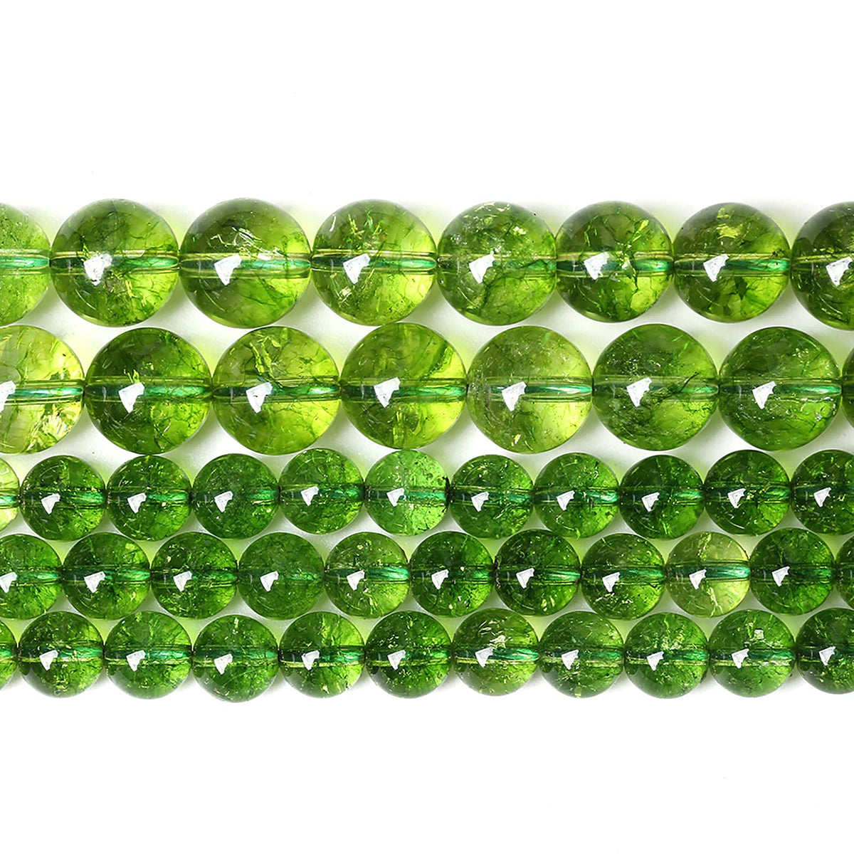 36pcs 10MM Natural Green Peridot Crystal Beads for Jewelry Making Round Loose Spacer Crystal Energy Healing Power Stone Beads DIY Bracelet Necklace Accessories(Green Peridot Crystal, 10mm)
