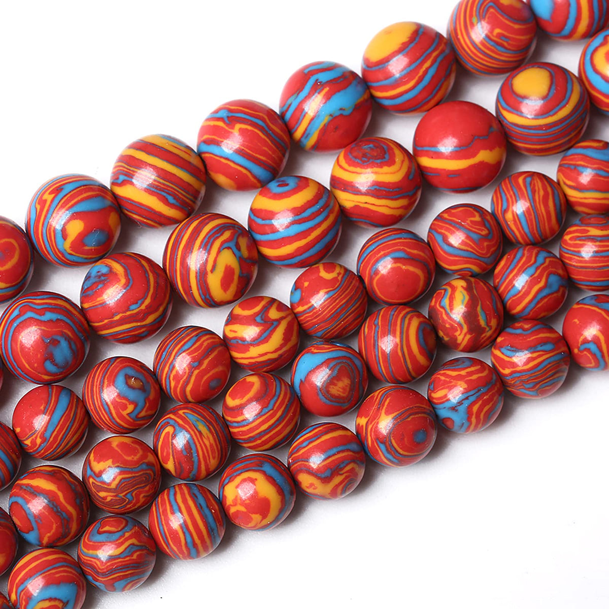 46PCS 8mm Natural Orange Malachite Beads Round Loose Stone Beads for Jewelry Making DIY Bracelet Necklace 15 Inch,Energy Stone Healing Power