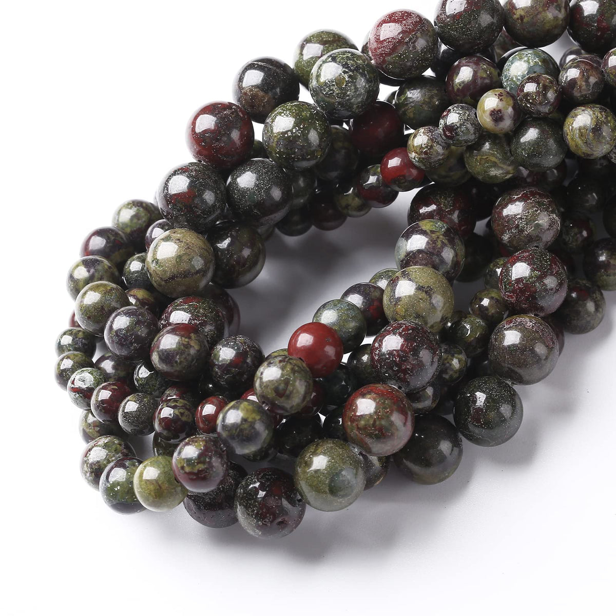 60PCS 6MM Natural Dragon Blood Stone Beads Round Loose Stone Beads for Jewelry Making DIY Energy Stone Healing Power Bracelet 15"