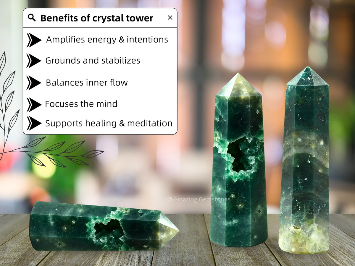 Amazing Gemstone Ocean Jasper Crystal Towers ~ Natural Healing Crystal Point Obelisk for Reiki Healing and Crystal Grid (3" to 4" INCH)