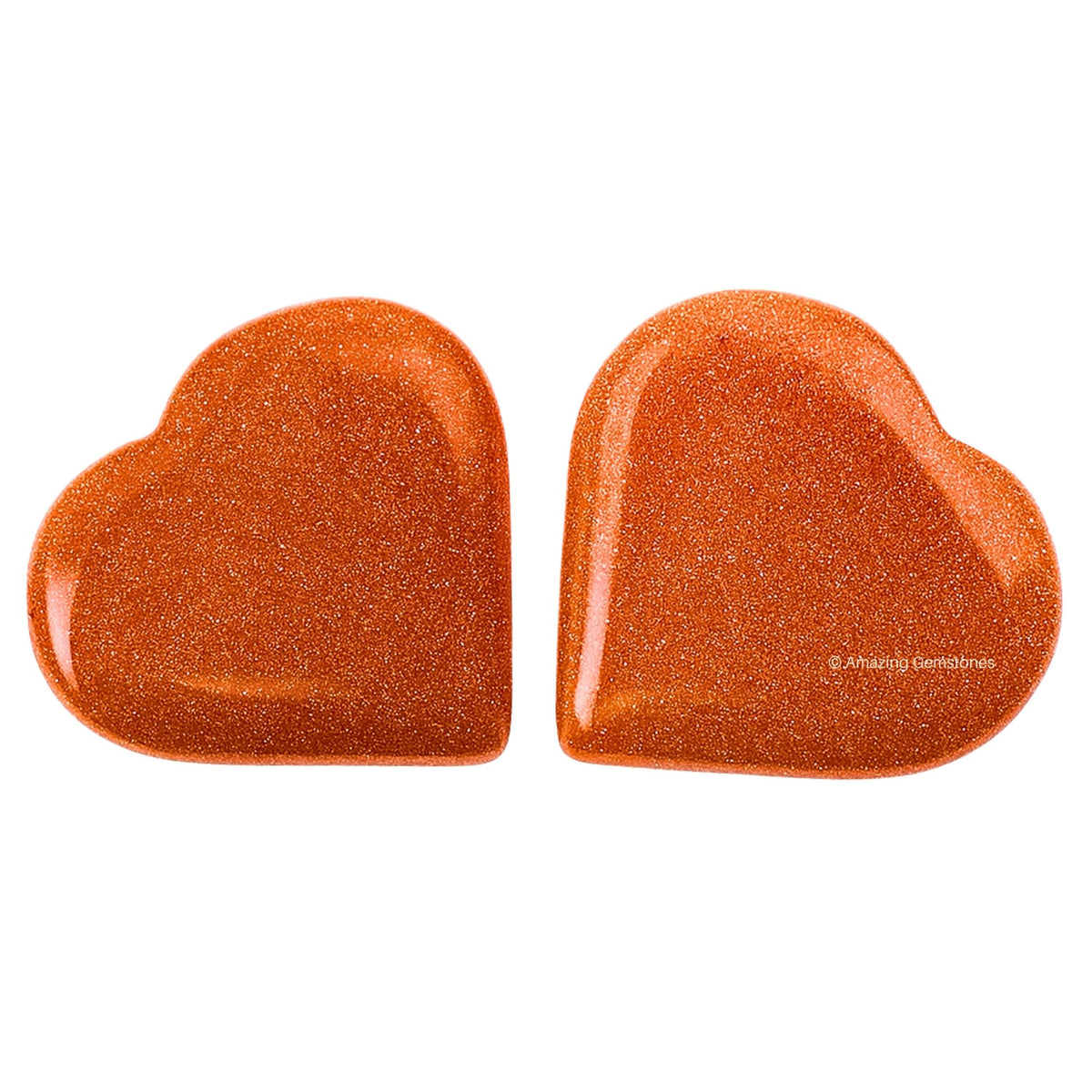 Amazing Gemstone Red Goldstone Stone Heart - Pack of 2 Crystal Heart Stones Rocks - Corazones De Piedra Crystals and Healing Stones Heart Shaped Crystal - Stocking Stuffers Gifts