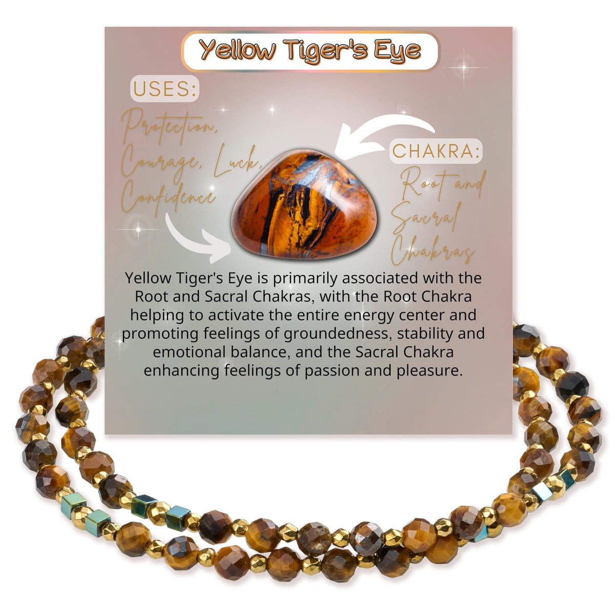 Farfume Tiger's Eye - Courage - Crystal Beaded Bracelets, Chakra 4mm Natural Stone Beads Bracelets, Gemstone Spiritual Jewelry Gifts for Mother's Day
