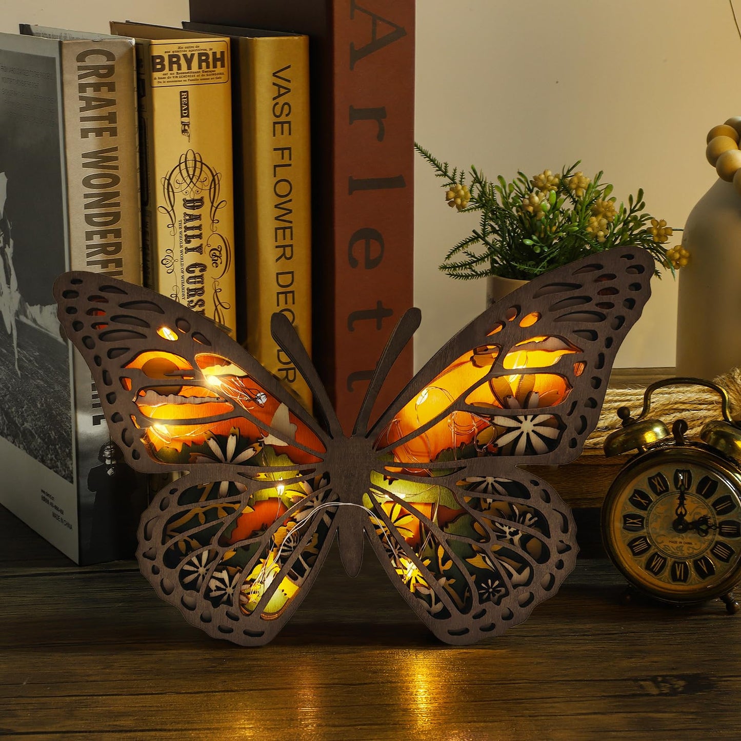 Laozai Wooden Forest Animals Butterfly Decor Cabin Rustic Decor Wall Decor for Bedroom Living Room Table Decorative