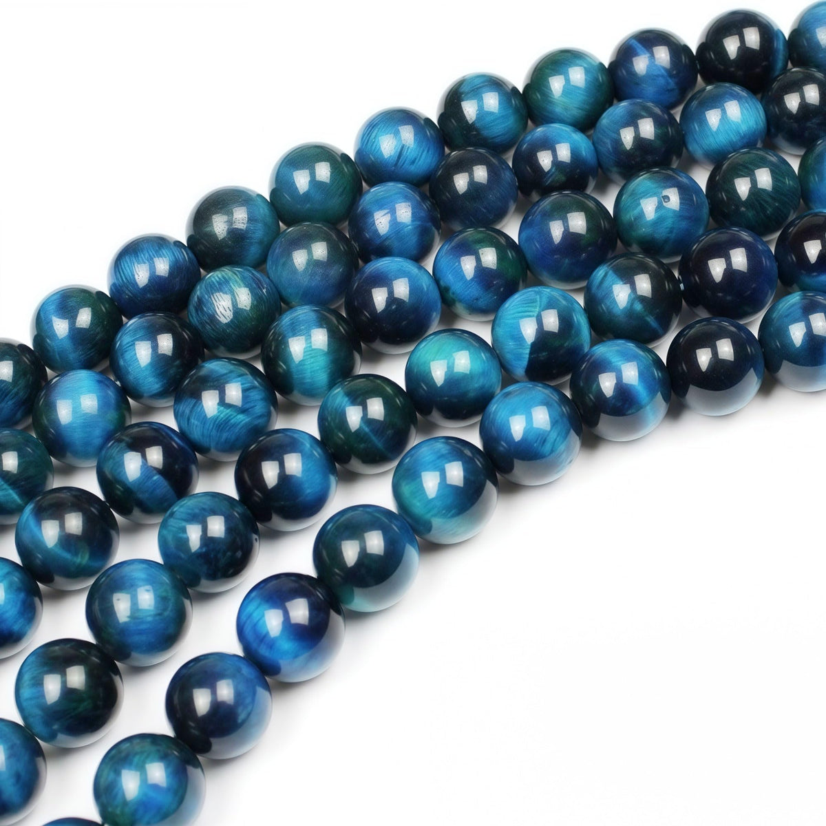 MJDCB Stone Beads 8mm 43pcs Round Sky Blue Tiger's Eye Loose Gemstone Bead Charms for Jewelry Making Bracelet Necklace Earring Pendant