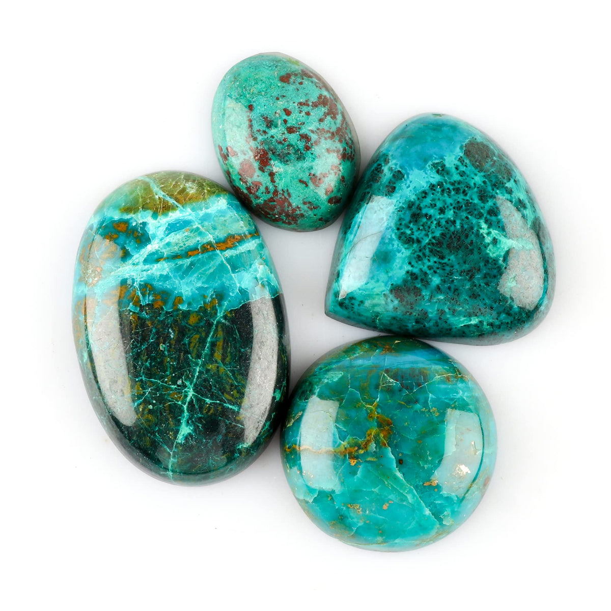 Natural Chrysocolla Cabochon Gemstone Lot | 10–20 mm Polished Oval & Freeform Stones | 100 Carat Mixed Cabochons for Jewelry Making, Cabbing & Crystal Healing