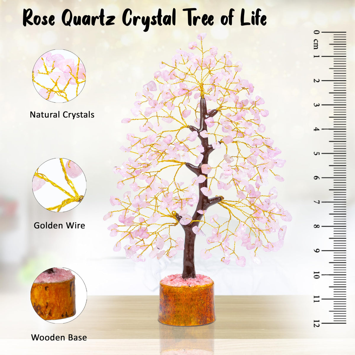 Crocon® Rose Quartz Crystal Tree Room Decor & Cute Pink Home Decor Healing Crystals Chakra Tree of Life Birthday Gifts for Women Mom Her Sister House Warming Gifts Spiritual Presents Womens Gift