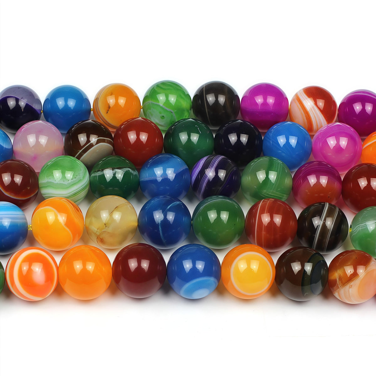 MJDCB Natural Multicolor Stripe Agate Beads Round Loose Beads for Jewelry Making DIY Bracelet Necklace (10mm)