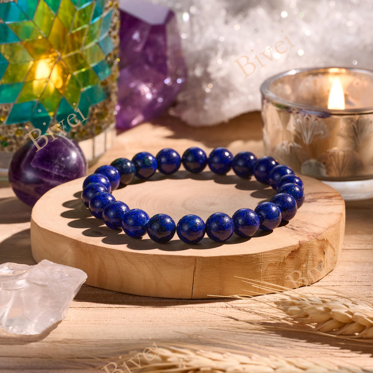Lapis Lazuli - Inspiration - 8mm Beaded Bracelets for Women Handmade Semi Precious Natural Stone Stretch Elastic Jewelry Yoga Protection Gifts