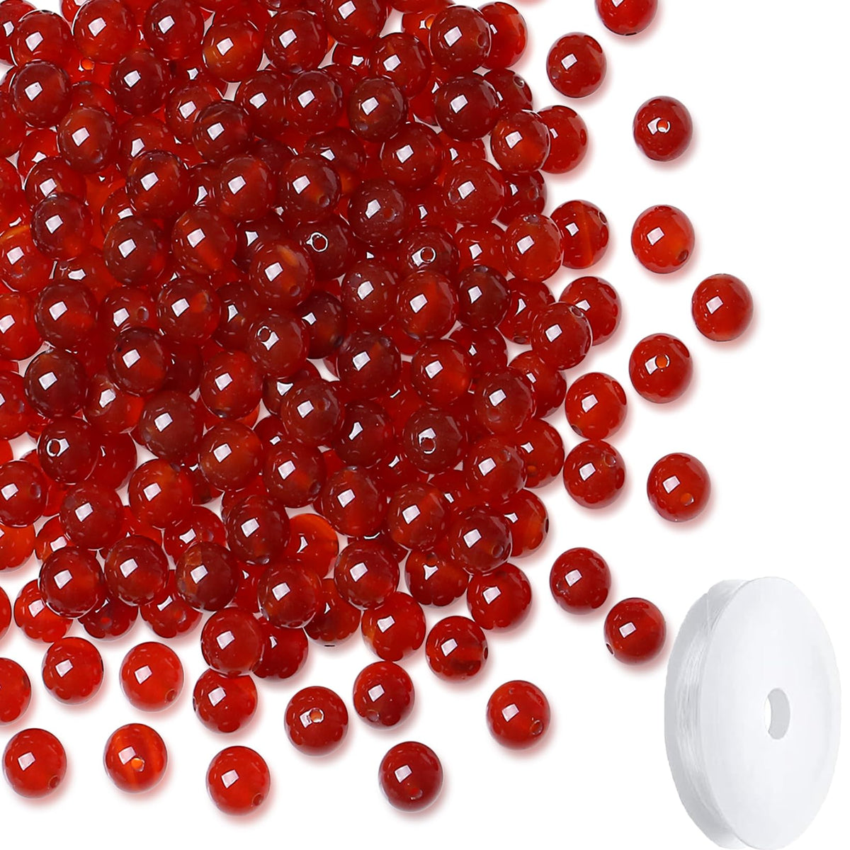 NUKAYAI Natural Carnelian Beads 100Pcs 8mm Red Crystal Beads Loose DIY Round Stone Bead for Bracelet Necklace Earrings Making