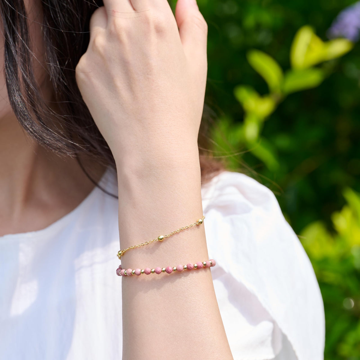 Farfume Rhodochrosite Crystal Bracelet Beaded Bracelets for Women 4mm Natural Stone Beads Gemstone Handmade Jewelry Valentine's Day Gifts