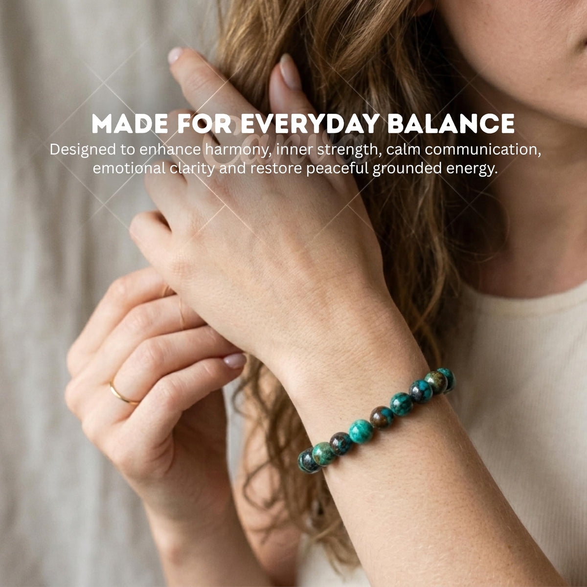 Cherry Tree Collection Chrysocolla Beaded Bracelet – Genuine 8mm Gemstone Stretch Bracelet for Men & Women – Handmade Crystal Bracelet - (Chrysocolla - M)