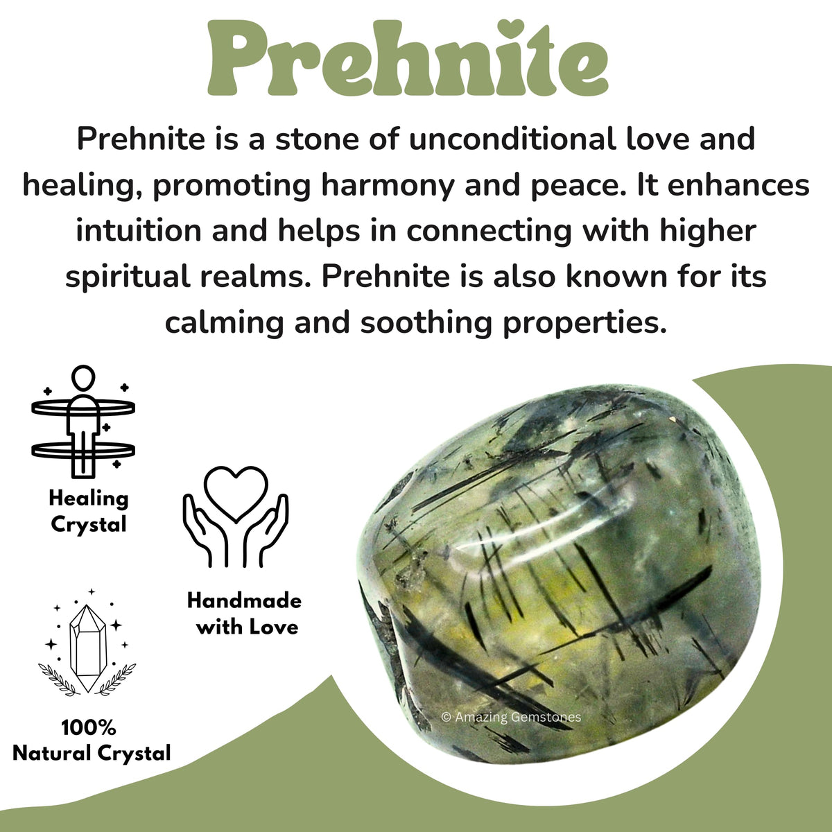 Amazing Gemstone Prehnite Crystal Tumbled Stones Polished Rocks - Natural Gem Stones for Healing - DIY Crystals for Protection (1 Piece)