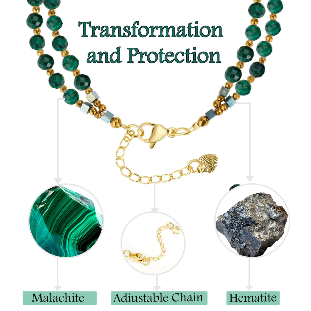 Farfume Malachite - Transformation - Crystal Beaded Bracelets, Chakra 4mm Natural Stone Beads Bracelets, Gemstone Spiritual Jewelry Gifts for Mother's Day