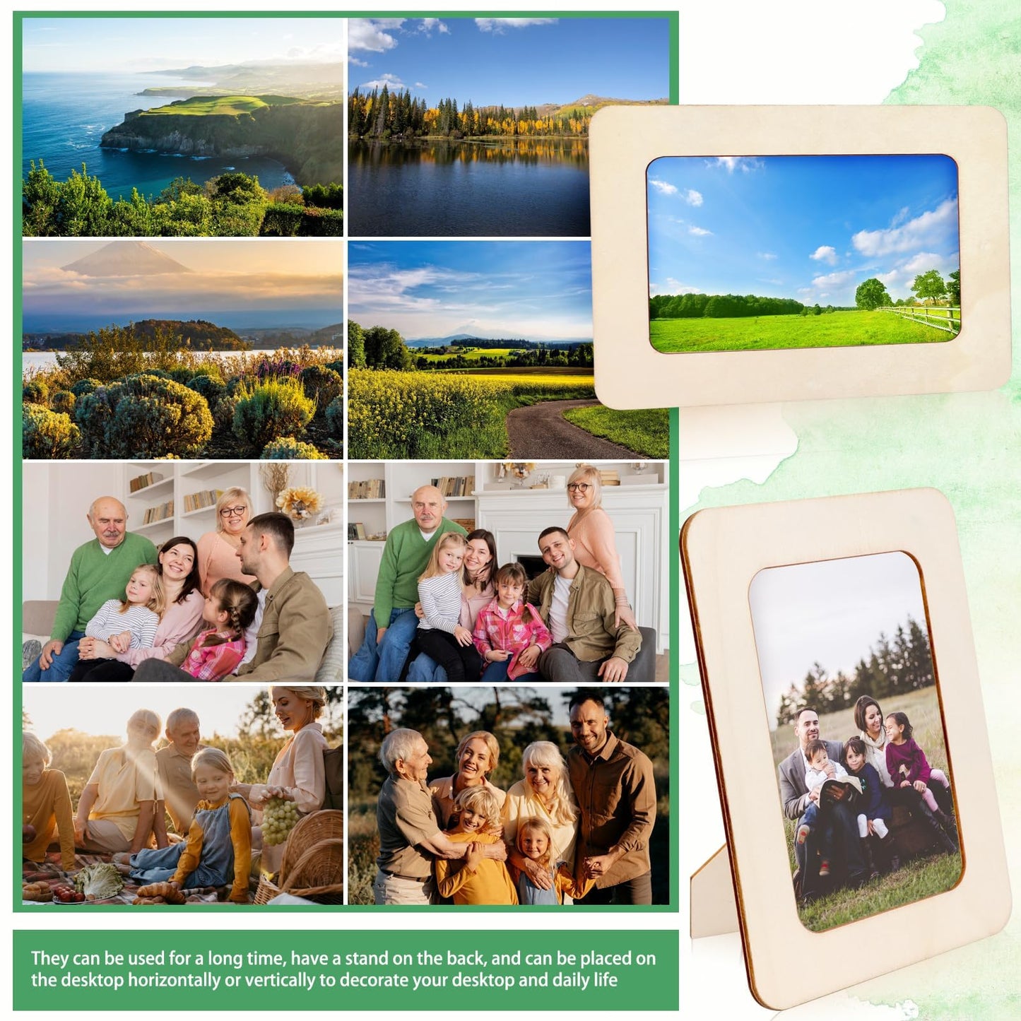 Vmiapxo 10 Pack Wooden Picture Frames for Crafts,DIY Wood Frame for 4x6 Photos,Unfinished Standing Wooden Photo Frames for Painting,Wood DIY Crafts Decorate for Birthday Party Mother's Day Gifts