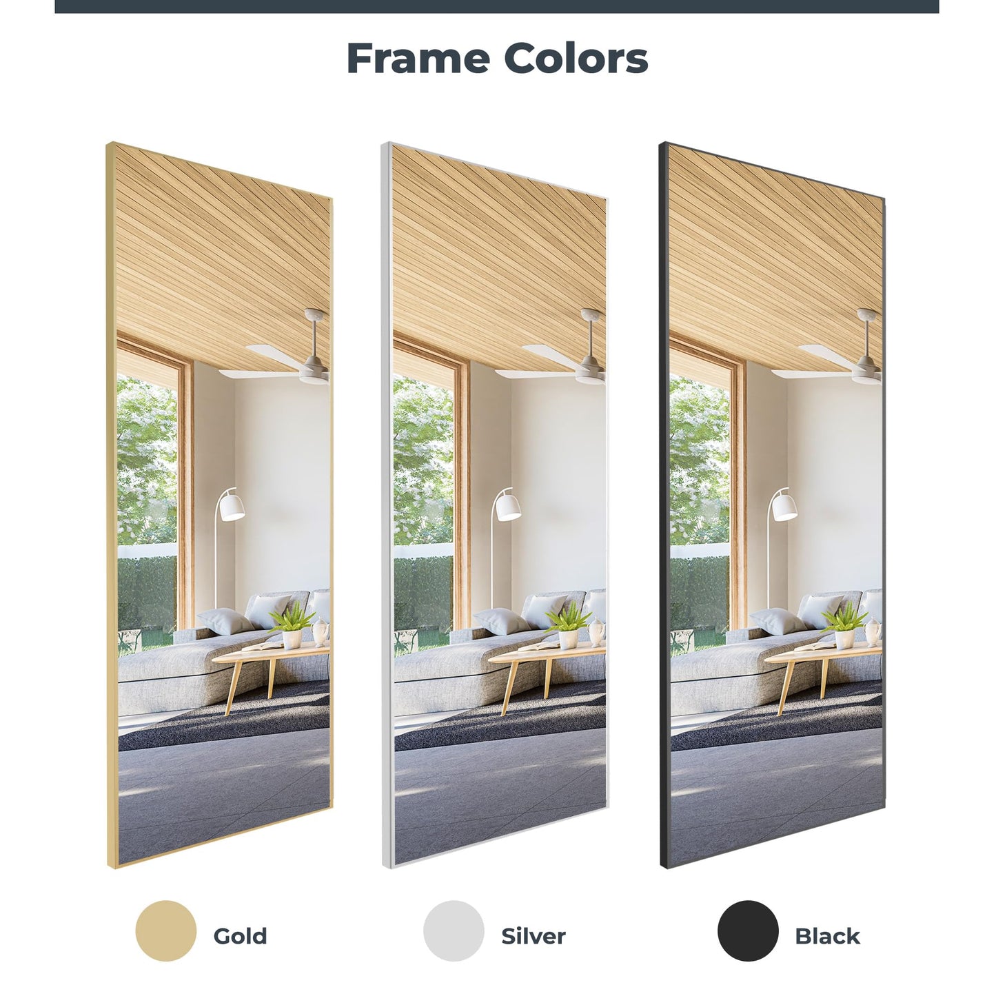 Nano Film Full Length Gym Mirror Shatterproof Oversized Full Body Glassless Mirror for Home Gym Dance Studio and Workout Room 36" x 72" Gold