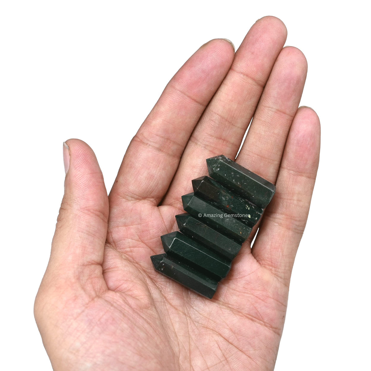 Amazing Gemstone Bloodstone Crystal Points Bulk Healing Crystals and Stones - Pack of 3 Single Terminated Healing Wand Point Bulk Crystals for Crafts, Crystal Grid, DIY Work - Premium Crystals