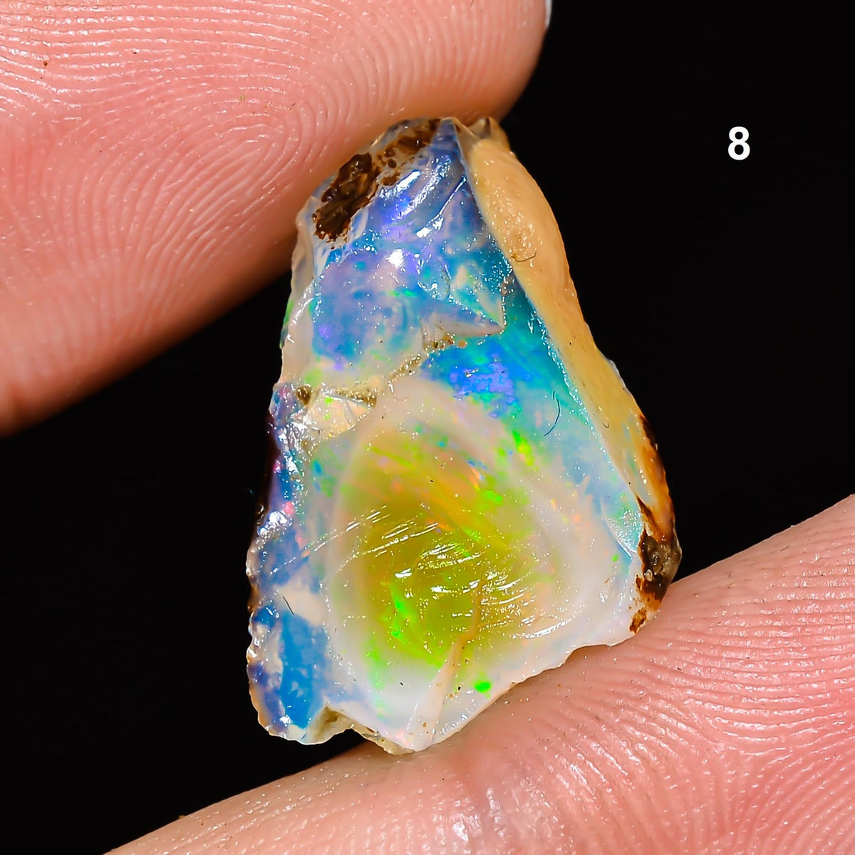 AAAA+ Ethiopian Opal Rough Gemstones Multi Fire Welo Opal Stones for Tumbling & Jewelry Making Supplies Healing Crystals Gems Rocks Loose Gemstones (7.60 carat)