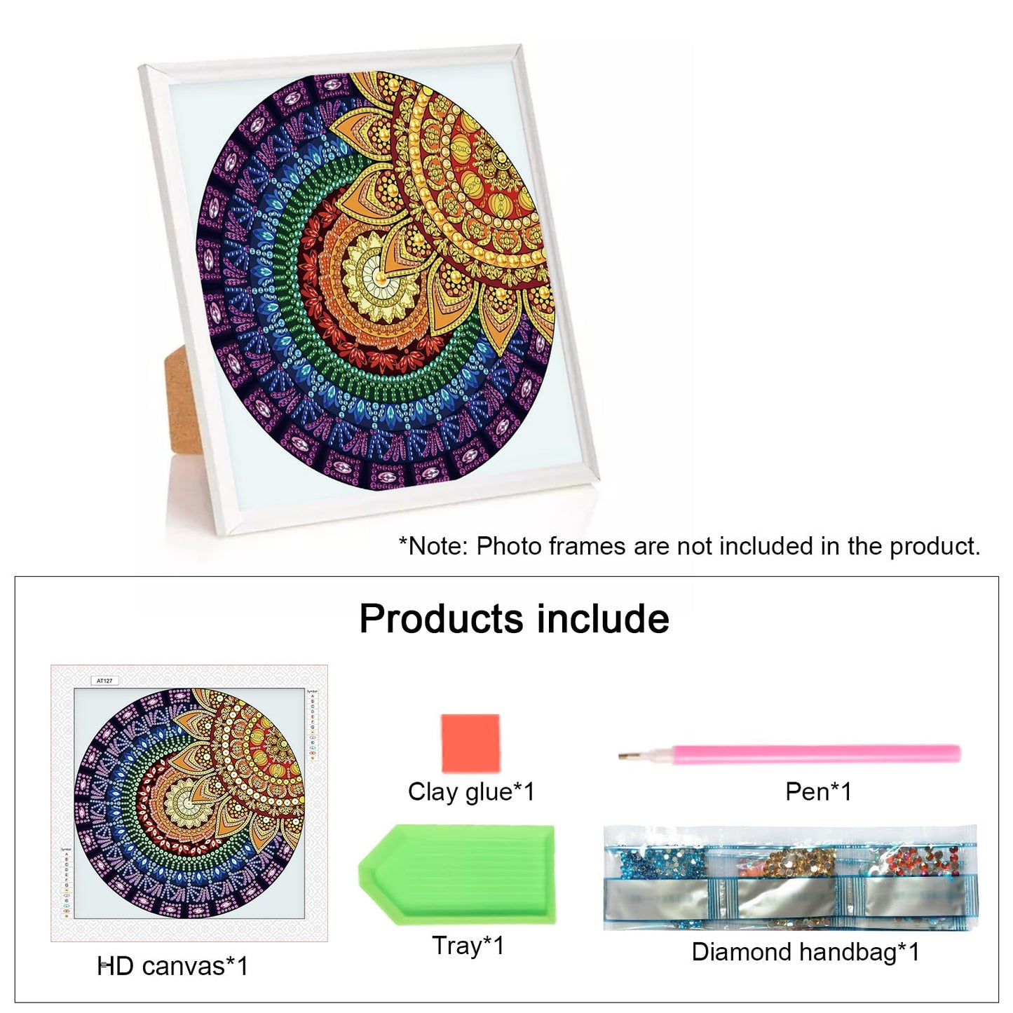 MVVMTOP Diamond Art Painting Kit, DIY Mandala 5D Special Shape Crystal Diamond Partial Diamond Art Painting Mosaic Making Craft, Suitable for Home Wall Decor Art Holiday Gift, AT127