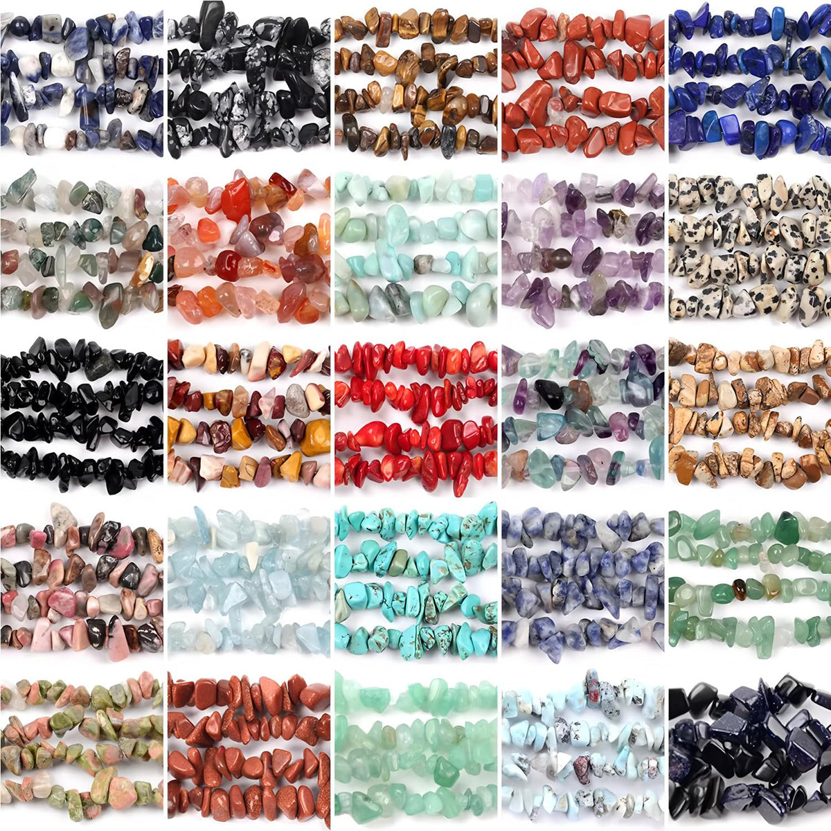 Natural Chip Stone Beads 450pcs Multicolor Chips 5-8mm Genuine Real Irregular Healing Crystal Rocks Hole Drilled DIY Loose Gemstone Beads for Jewelry Making Bracelet Earrings Necklace Crafting