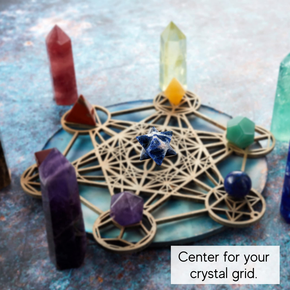 Amazing Gemstone Sodalite Merkaba Crystal - 0.75 Inches Metaphysical Merkaba Star for Meditation - Energetic Tetrahedron Crystal and Healing Stones and Healing (15-20mm)