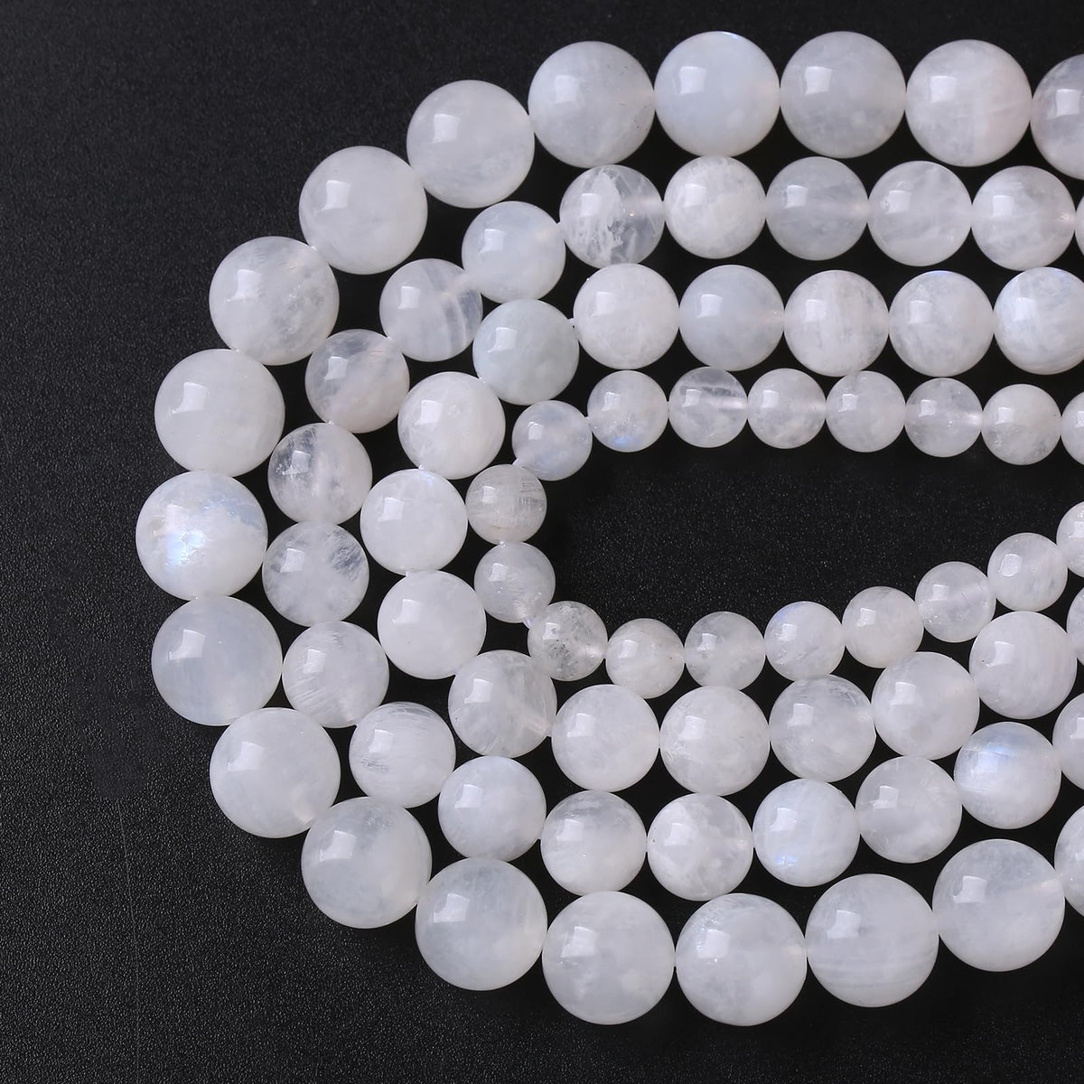 90PCS 8MM Natural Stone White Moonstone Gemstone Semi Precious Beads for Jewelry Making DIY Bracelet