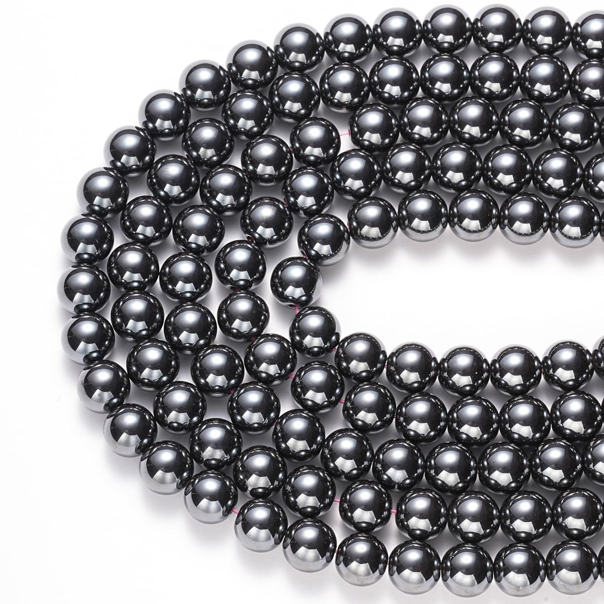 10mm Natural Black Hematite Gemstone Beads Polished Round Smooth Stone Beads for Bracelets Jewelry Making 15inch Loose Beads