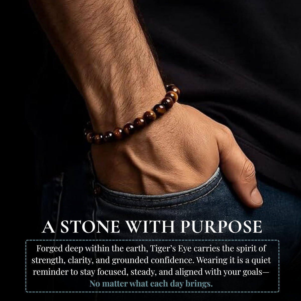 Cherry Tree Collection Tigers Eye Bracelet – Handmade 8mm Natural Tigers Eye Beaded Stretch Bracelet for Men & Women – Healing, Protection & Positive Energy – Unisex Jewelry, Gift-Ready - Small