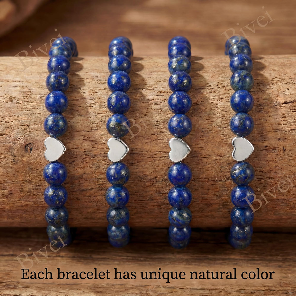 Bivei 6mm Lapis lazuli Crystal Stretch Bracelets for Women, Handmade Natural Stone Beaded Bracelet, Yoga Protection Jewelry Gift