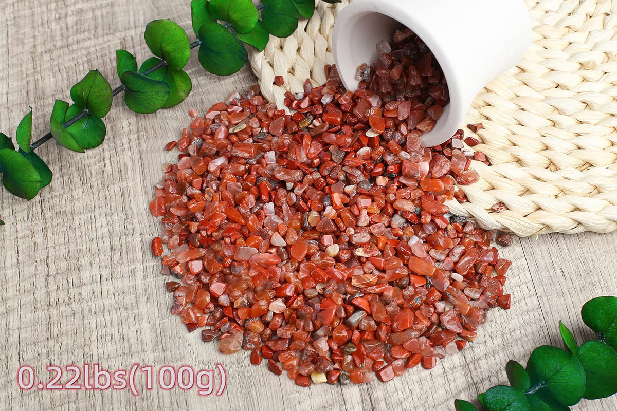 ZHIYUXI Carnelian Crystal Chips Bulk Fish Tank Gravel Vase Filler Stones Bulk Crushed Crystals Gemstone Polished Natural Quartz Healing Crystals Stone Glass Stones Fish Rocks