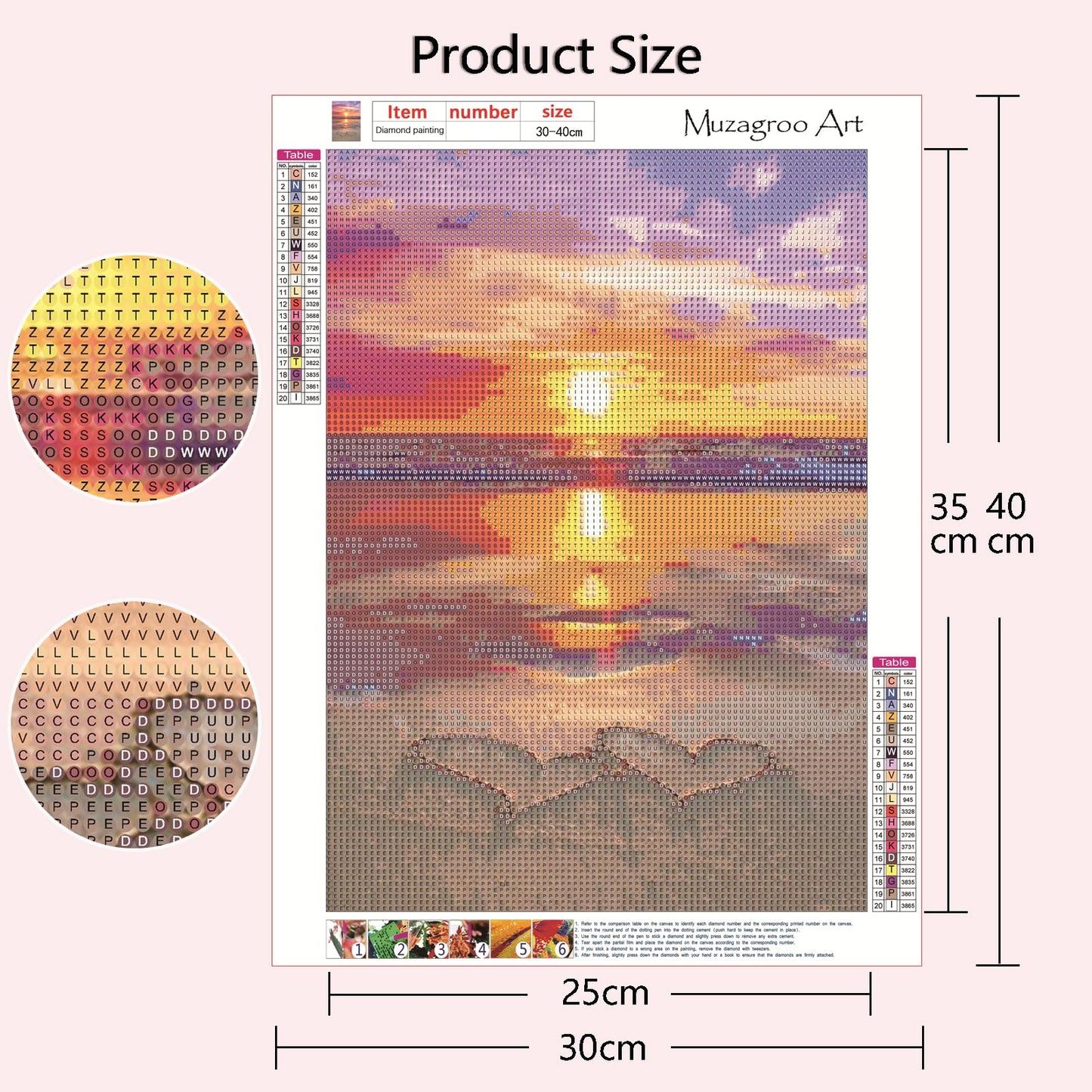 Muzagroo Art 4 Pack 5D Diamond Painting Kits for Adults DIY Drill Diamond Art Kits Arts and Crafts for Beginners Beach Diamond Dot Kits Gem Painting Wall Art for Living Room