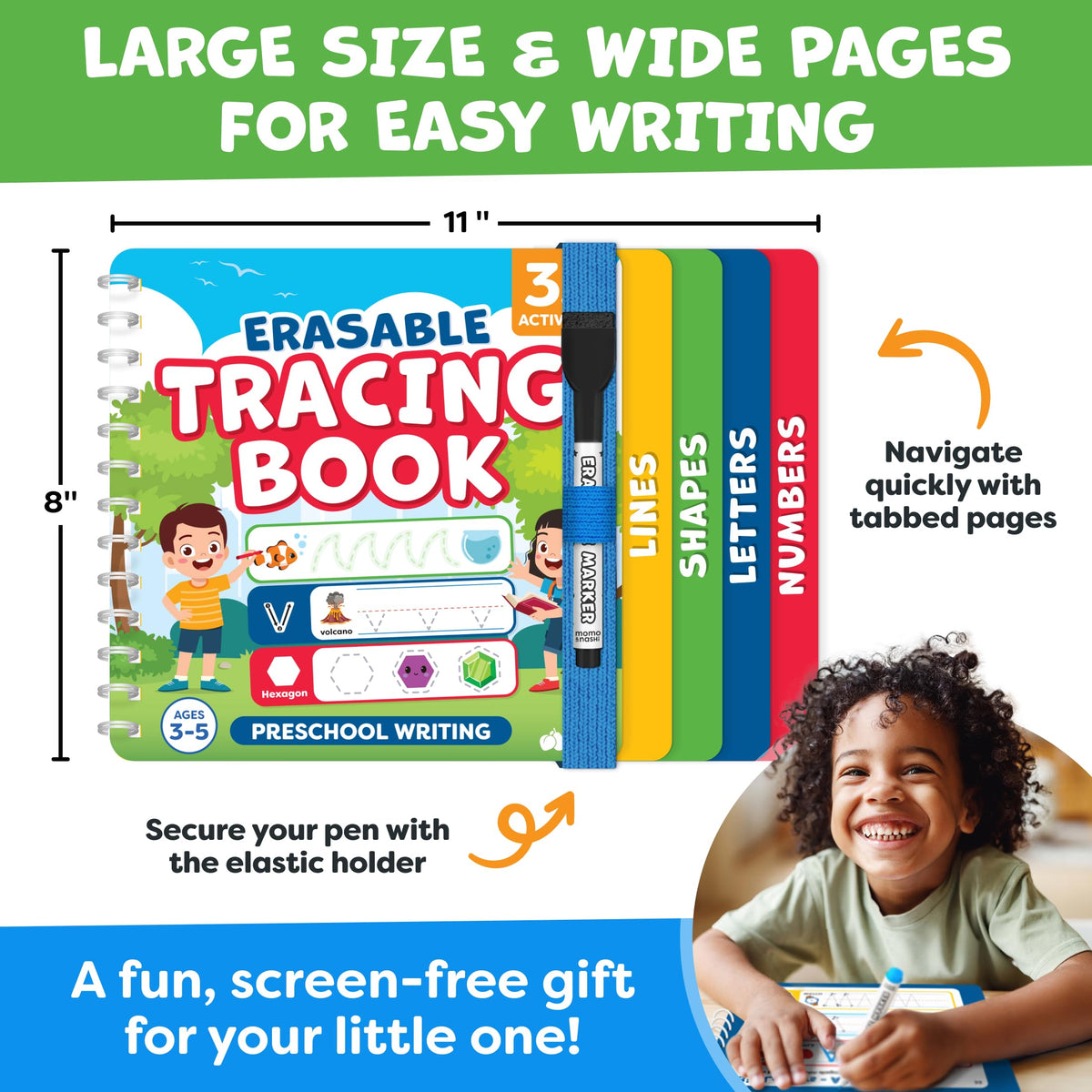 Preschool Learning Activities - Letter Tracing Books for Kids Ages 3-5 - Toddler Handwriting Practice - Learning Books for 4 Year Olds, Educational Learning Toys for 3 Year Old - 4 Year Old Boy Toys