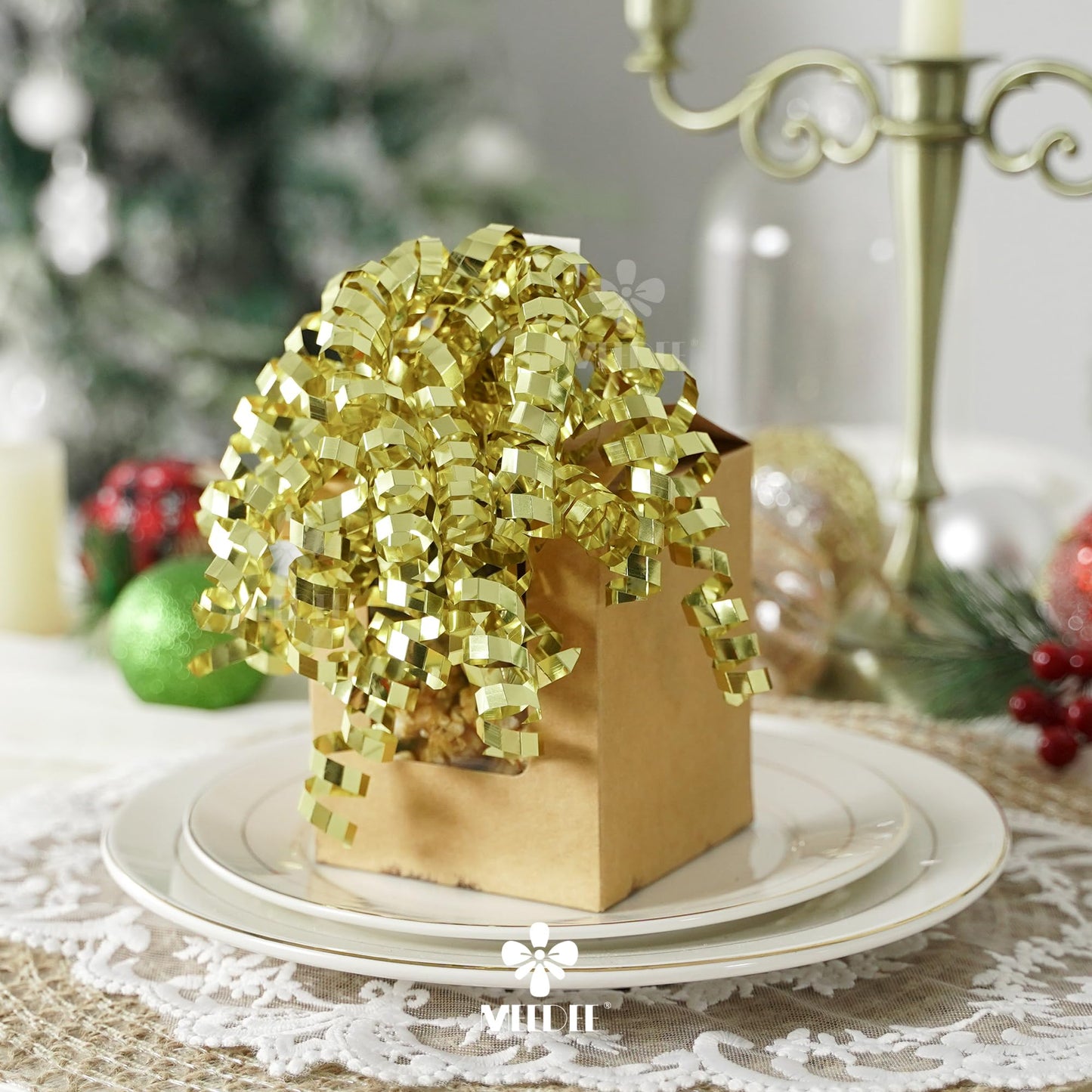 MEEDEE 6 inch Gold Gift Ready Decorative Gift Bows Set with Protective Gift Box – Self-Adhesive Christmas & All-Occasion Bows, Full & Fluffy Shape, Arrives in Perfect Condition (12 Count)