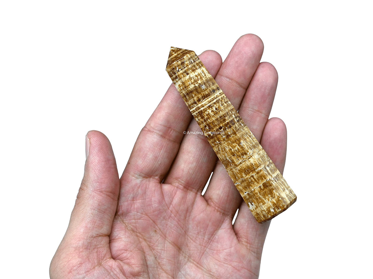Amazing Gemstone Aragonite Crystal Towers ~ Natural Healing Crystal Point Obelisk for Reiki Healing and Crystal Grid (3" to 4" INCH)