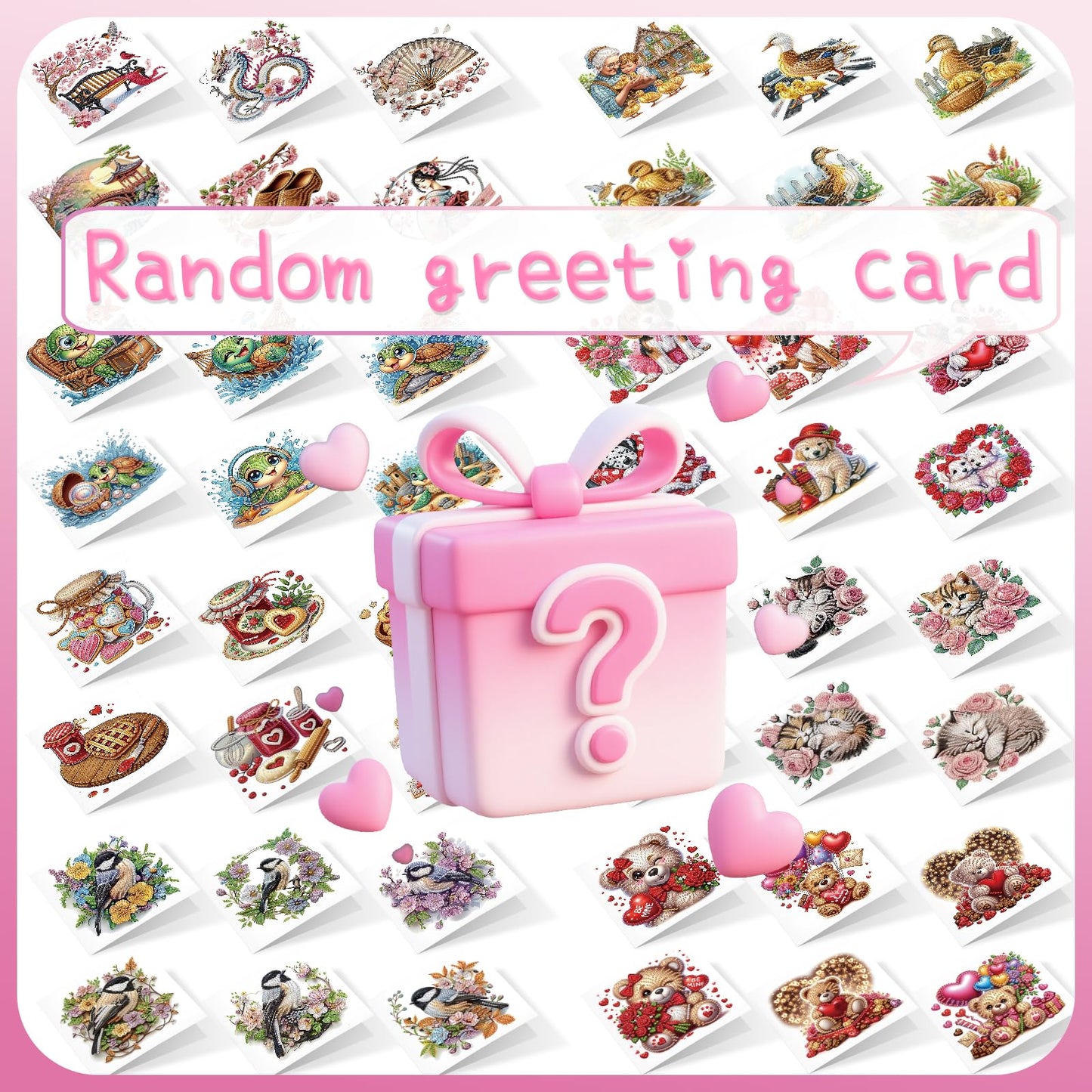 Focart 24 Pack Diamond Painting Greeting Cards, Random Diamond Art Kits Special Shape Drill DIY Handcraft for Relatives and Friends with Wishes, Unique Design Crafting for Birthday Holiday Cards
