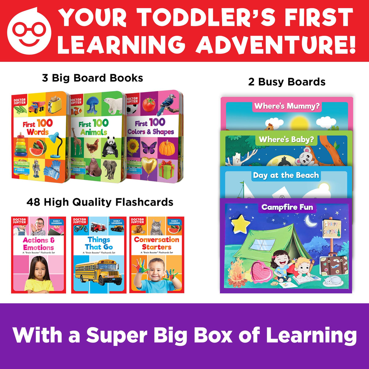 Doctor Jupiter My Big Box of Learning | Toys for Toddlers Ages 1-2-3 | Toddler Learning & Educational Activities for 1+ Year Old Boys & Girls | Gift Ideas for Birthdays