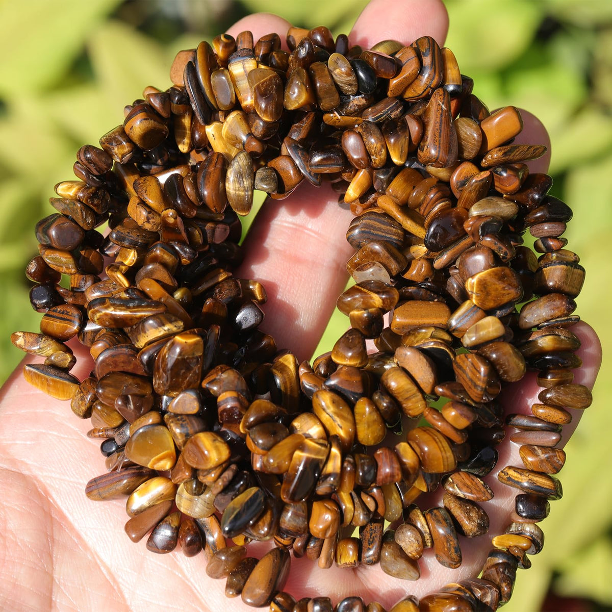200pcs Natural Irregular Chip Stone Beads 5-8mm Tiger Eye Pre-Drilled 30-inch Strand Semi-Precious Healing Crystal Beads for DIY Jewelry Making Bracelet Chakra Crafts